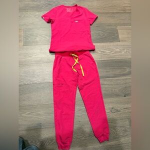 Figs Hot Pink Scrub Set